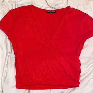 Mind Code Bright Red Wrap Top